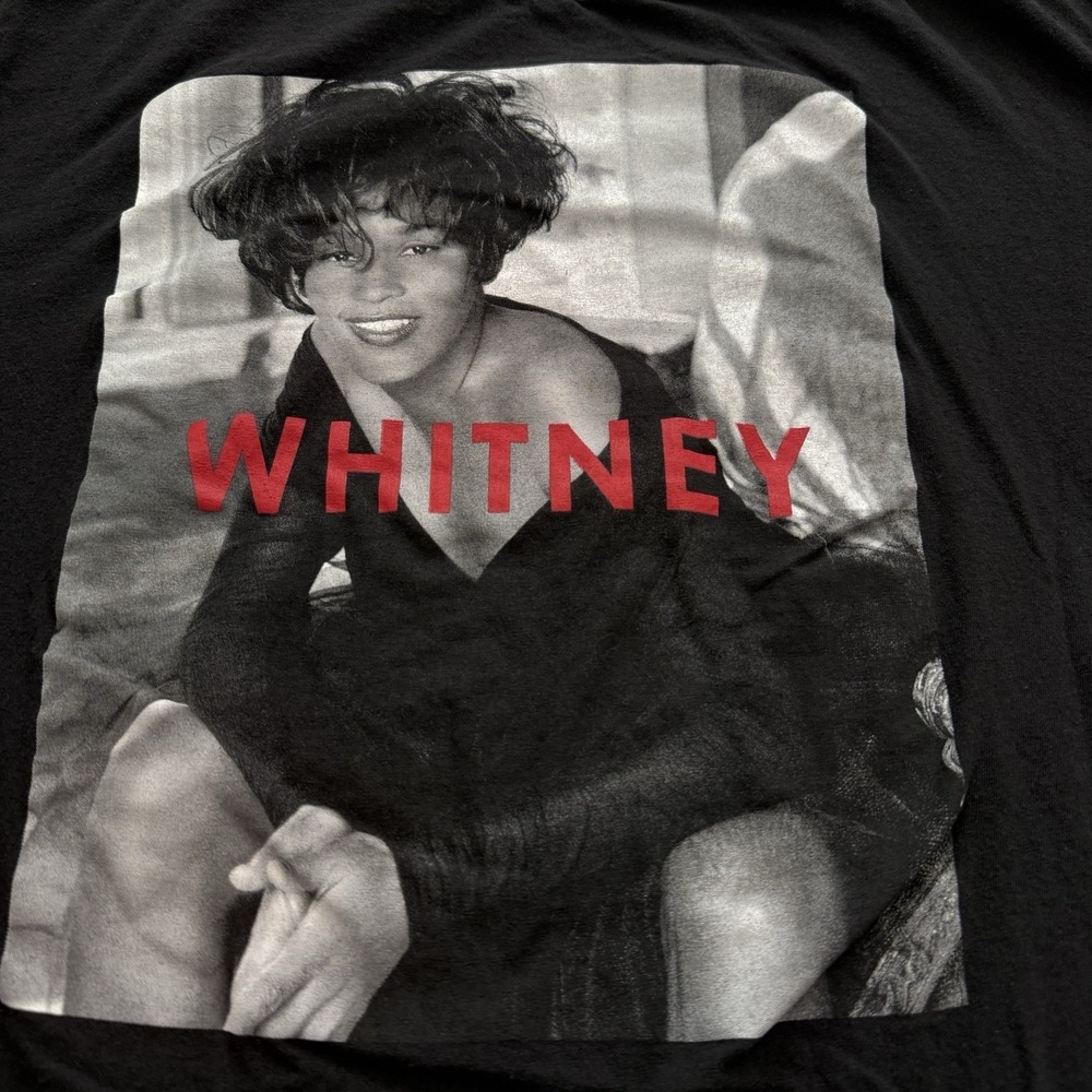 Whitney Houston Classic Photo POP Music Singer T-Shirt Mens 2XL Black‎ Tee